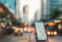 Dlaczego lokalne firmy nie mogą już ignorować Google Maps? Wyszukiwanie lokalnych firm w Google Maps na smartfonie w centrum miasta